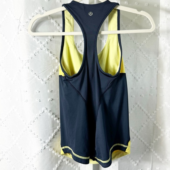 🥈 93. LULULEMON size 4 yellow blue cool racerback tank - Picture 3 of 8